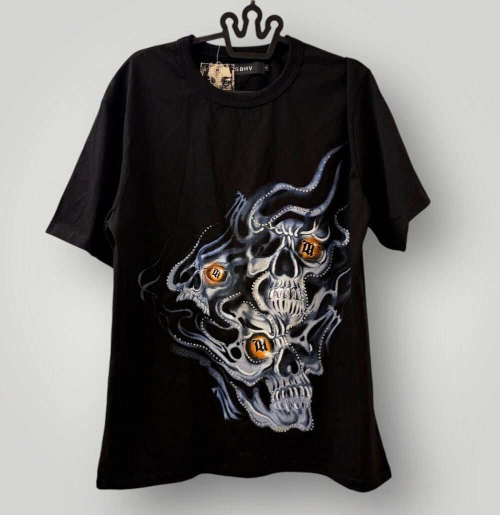 MISBHV Black Crystal Skull T-Shirt XL A/W 21 "Shadows Of Us" Rhinestone Studded